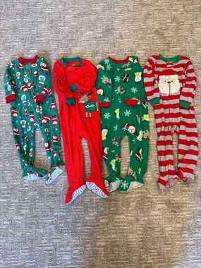 Carter's Red and Green Holiday Footie Pajamas Set